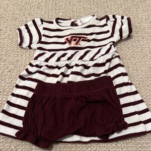 Striped Maroon and White VT Kids Dress Set